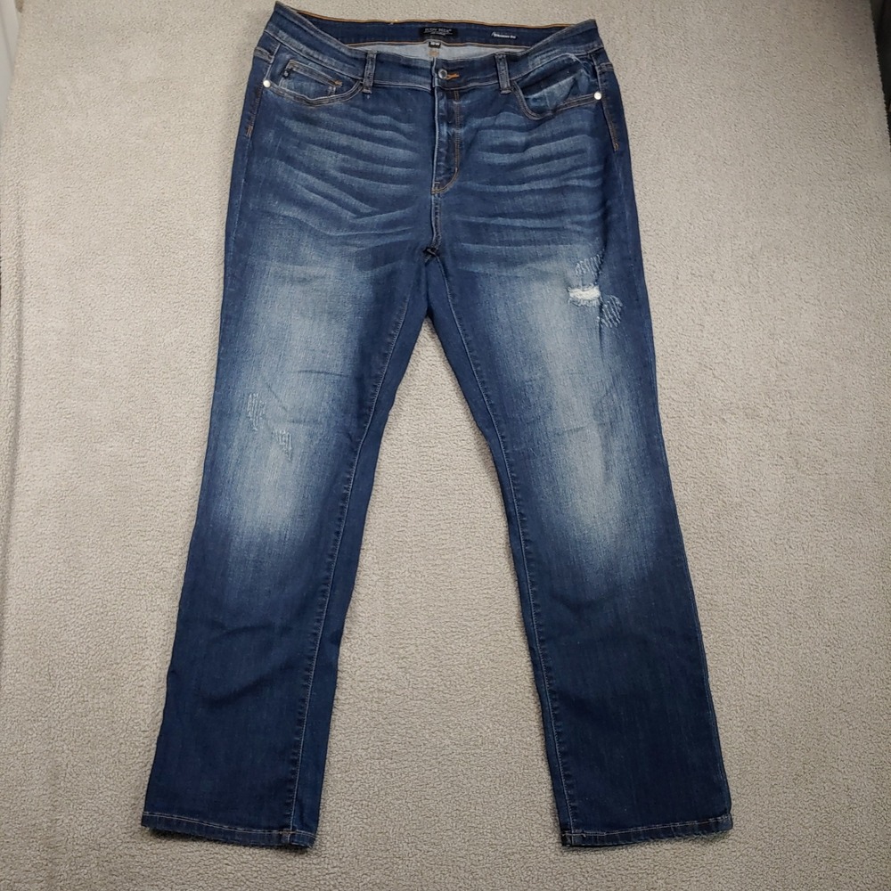 Judy Blue Straight Leg Jeans - Women 18W Dark Wash Distressed - JB8277DK -PL